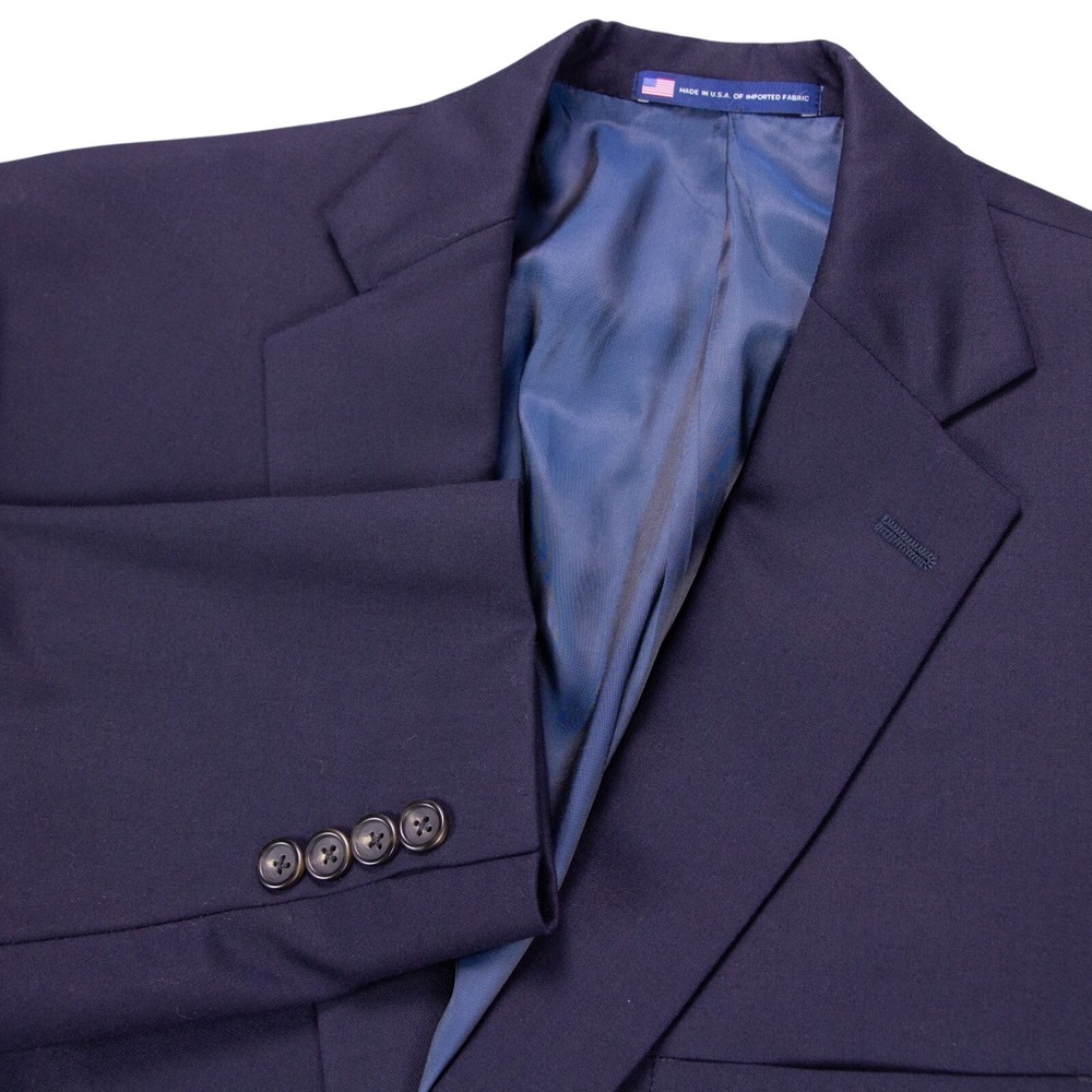 Hart Schaffner Marx Mens 42P‎ Navy Blue Wool 2 Button Blazer Jacket Sport Coat